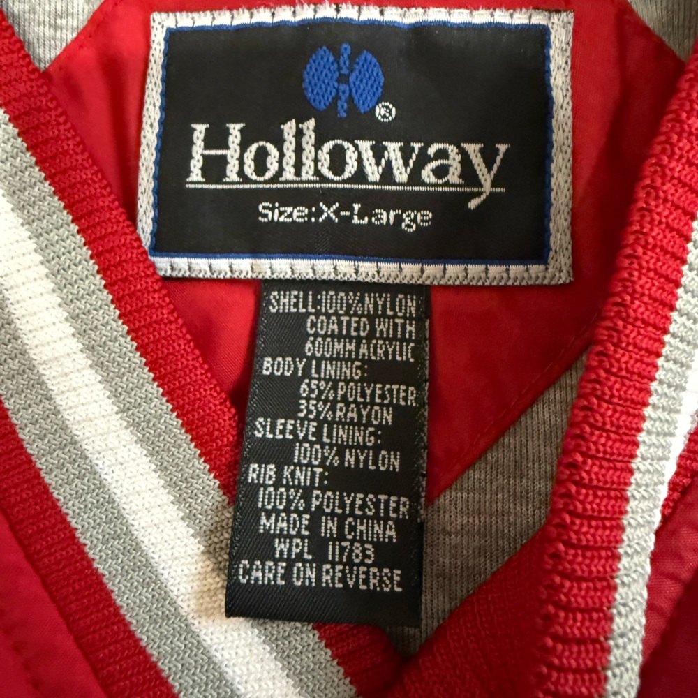 Vintage Ohio State Holloway Pullover Windbreaker Red XL Nylon Lined Embroidered - Picture 2 of 13
